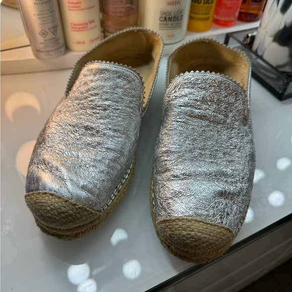 Stuart weitzman metallic leather espadrille loafers women’s 7 - Picture 3 of 6